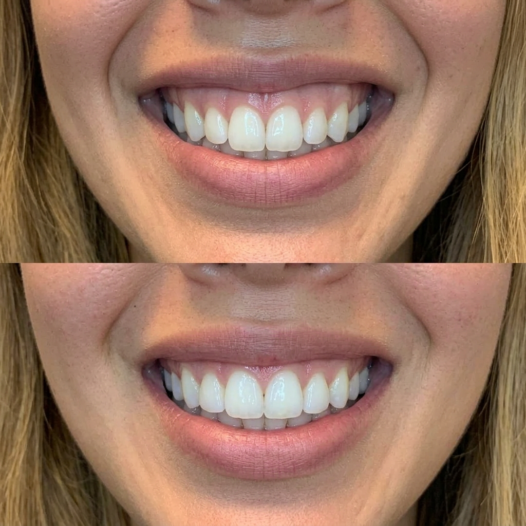Lip Flip comparison with the before result shown above and the after result below